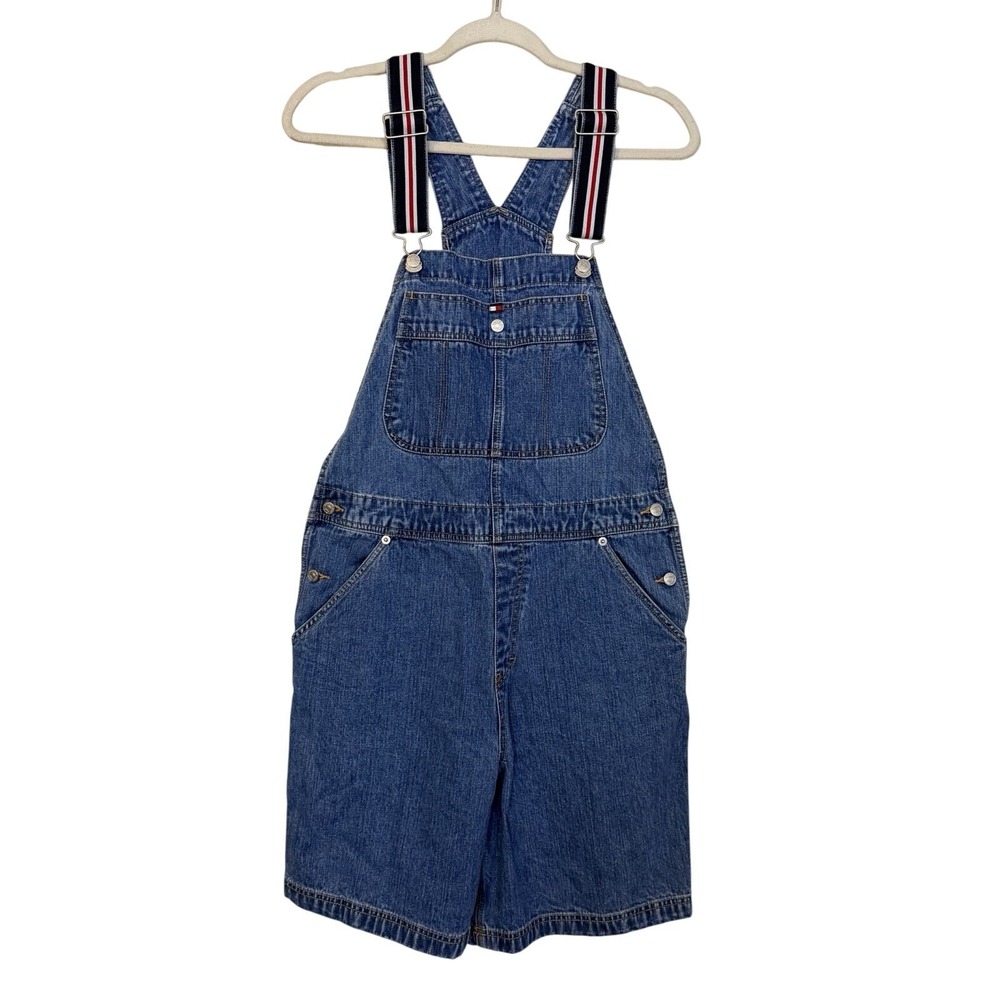 Vintage 2001 Tommy Hilfiger Denim Carpenter Overalls Shortalls Sz M Classic 90s